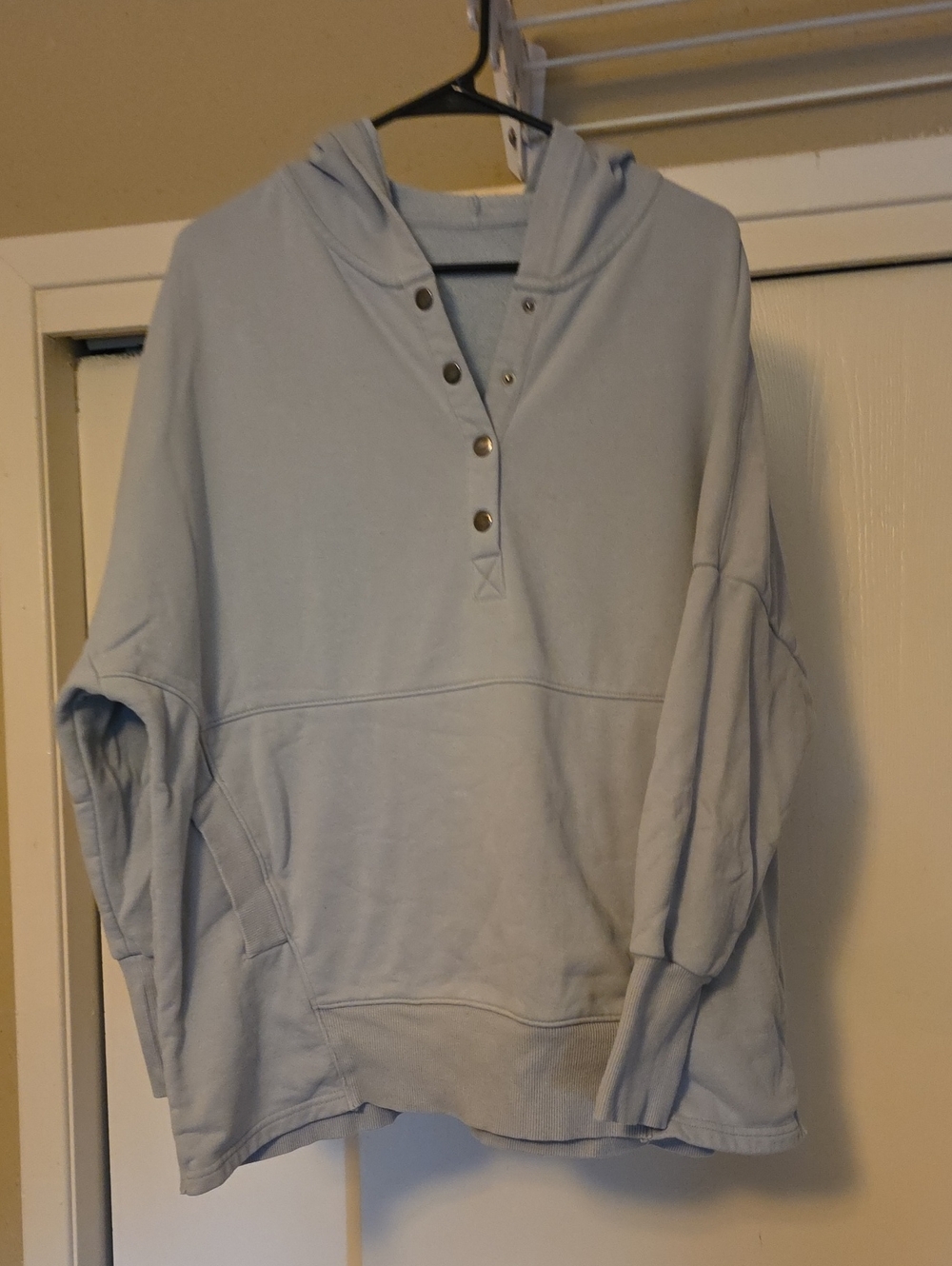 Gray Hooded Snap-Front Women's Sweater